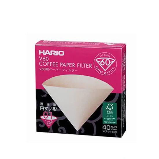 Hario V60 Filter Papers - 01 Size Natural finish 40 pack